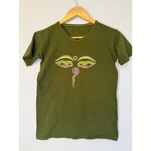 Y2K Fairy Grunge Baby Tee Boho Womens Spiritual Graphic S Green Indie Alt Top
